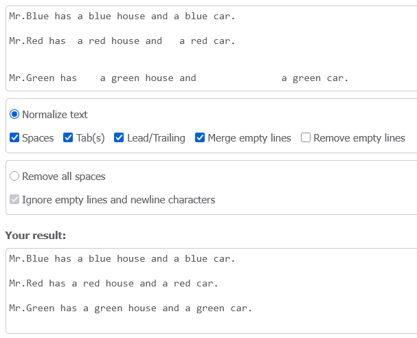 Online white spaces remover, remove extra spaces
